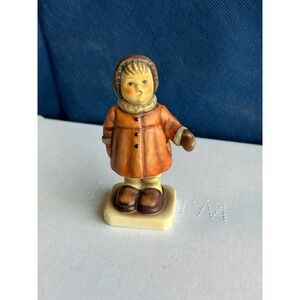 Goebel Child Figurine Winter Coat Orange Jacket 1981 Germany Vintage